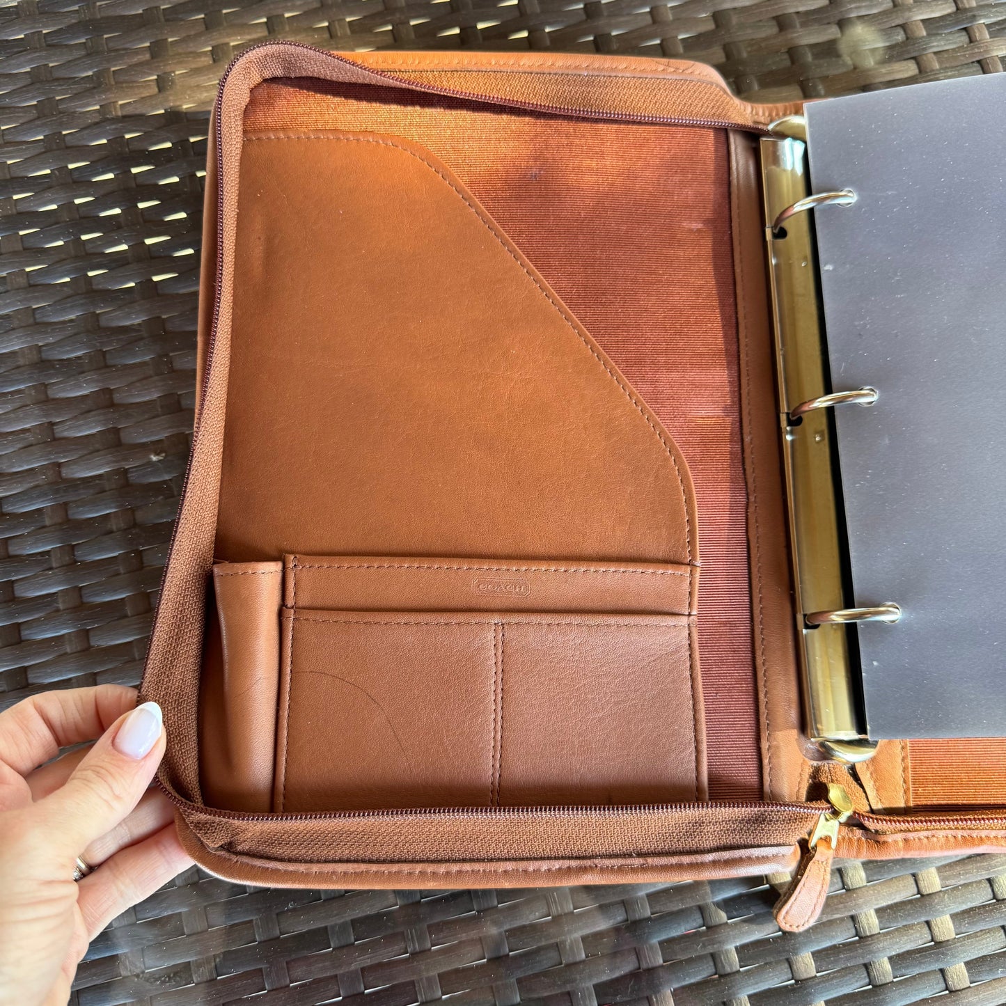 Vintage Coach British Tan Zip Around Organizer Large Planner 5223🌺🩷