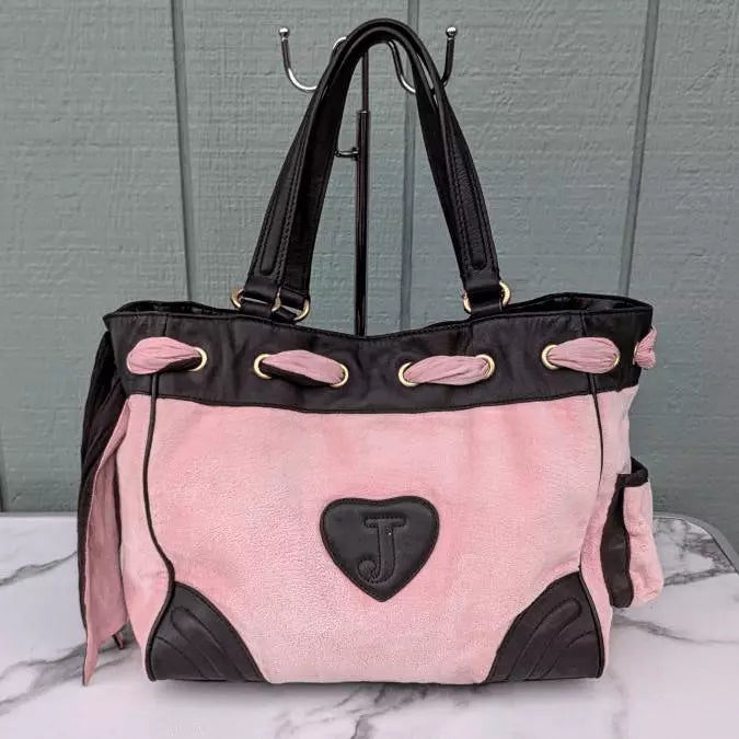 Juicy Couture Y2K Pink! Scottie Dog Daydreamer Velour Vintage Tote Bagππ