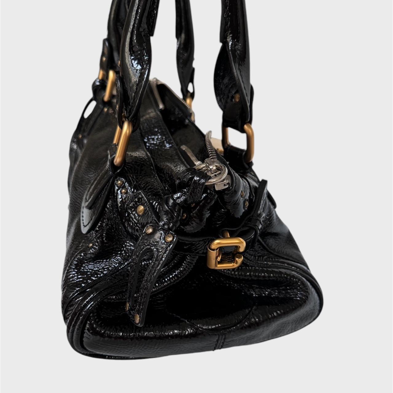 π©·π PreOwned Chloe Paddington black patent leather shoulder Bagπ©·π