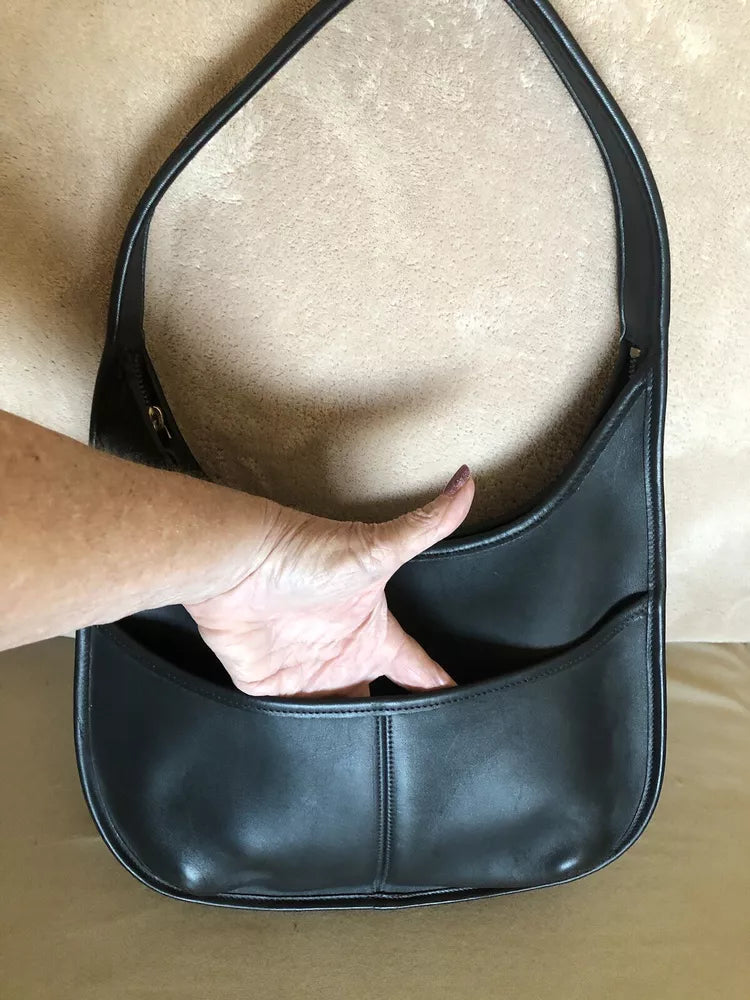 Vintage Black Leather Coach Ergo Hobo Shoulder-bag - No Scratches🌺🩷