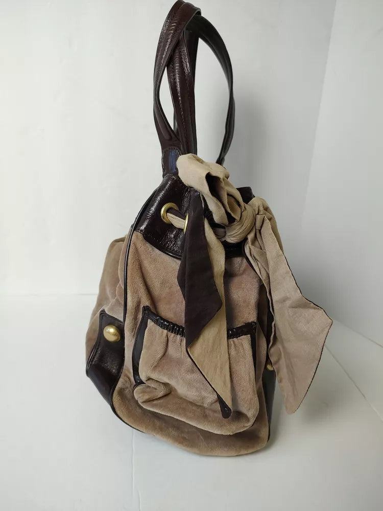 Vintage Juicy Couture Purse Shoulder Bag Velour Tan Brown Y2Kπ²π
