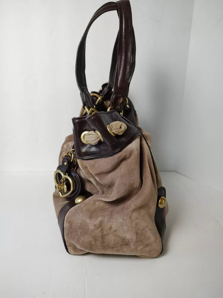 Vintage Juicy Couture Purse Shoulder Bag Velour Tan Brown Y2Kπ²π