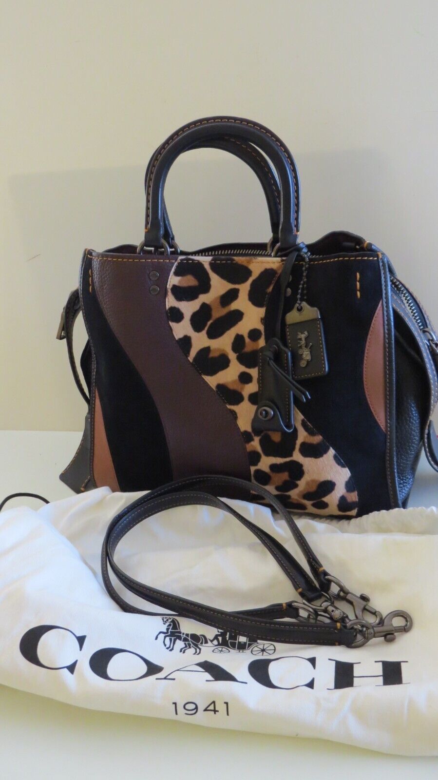 Coach Rogue Bag With Leopard Patchwork B1880 32879๐ฉถ๐๏ธ
