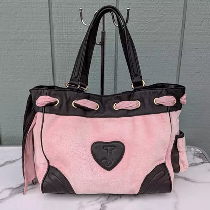 Juicy Couture Y2K Pink! Scottie Dog Daydreamer Velour Vintage Tote Bag💜🍇