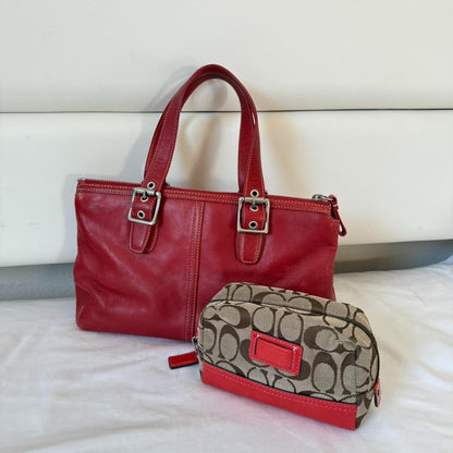 Vintage Coach tote and makeup bag