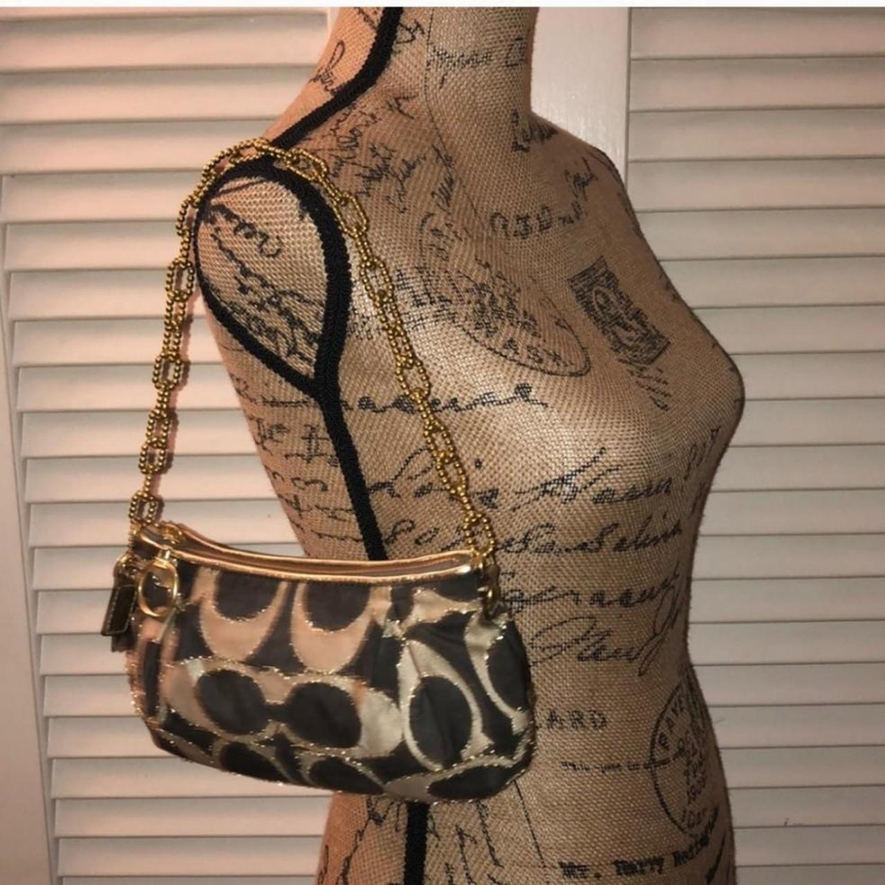 Vintage Y2K Coach Lurex Poppy Gold Hardware Small Shoulder Bag🌺🩷