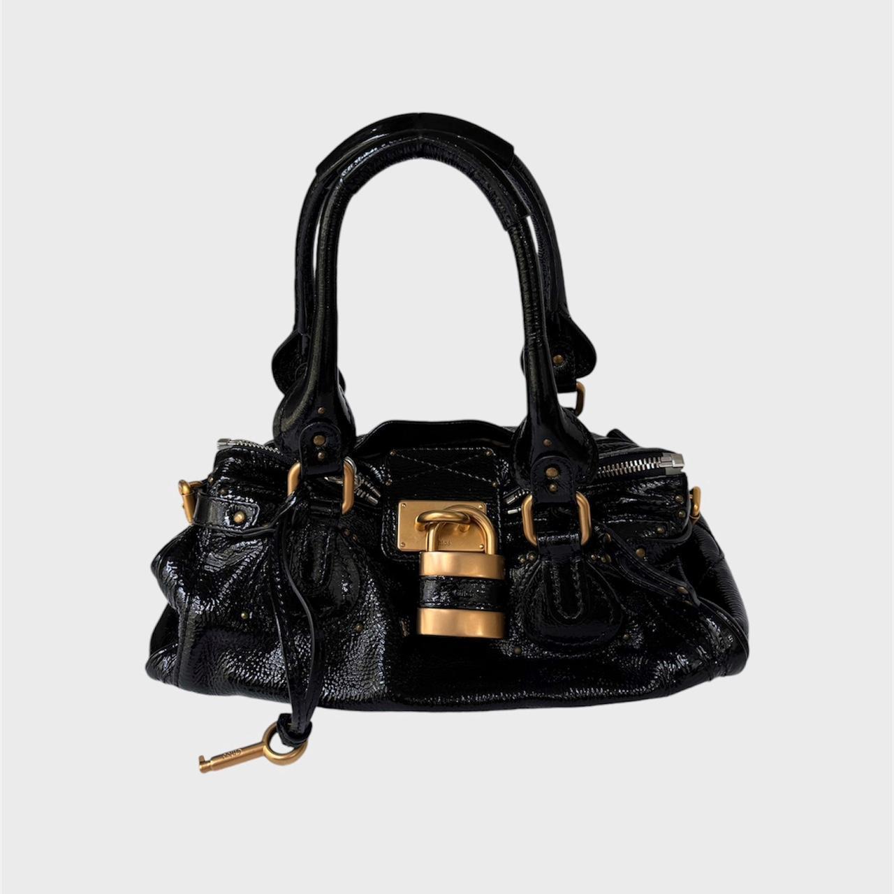🩷🍒 PreOwned Chloe Paddington black patent leather shoulder Bag🩷🍒