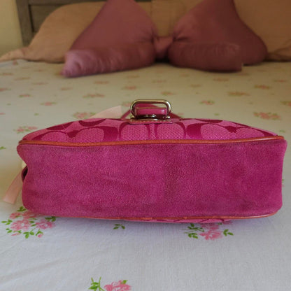 Y2K Vintage Coach Barbie Pink Suede Mini Demi Buckle Shoulder Bag🌺🩷