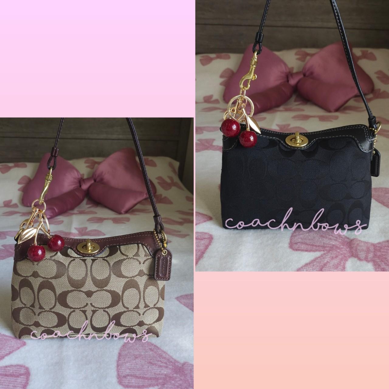 Bundle Of 2 Vintage Coach Y2K Brown Black Gold Hardware Signature Cs Mini Bag Shoulder Purse💜🍇