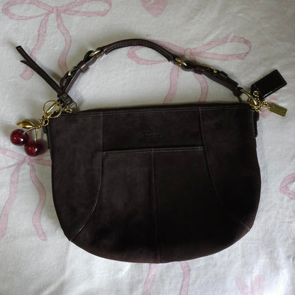 Y2K Vintage Coach Soho Brown Gold Suede Shoulder Bag Purse🤎🌆