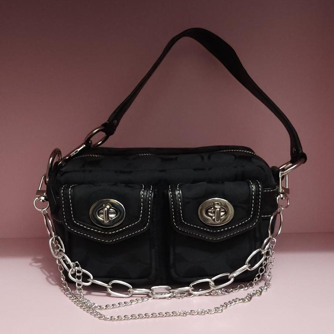 Y2K Vintage Coach Mini Double Turnlock Handbag Shoulder Bag🖤🍫