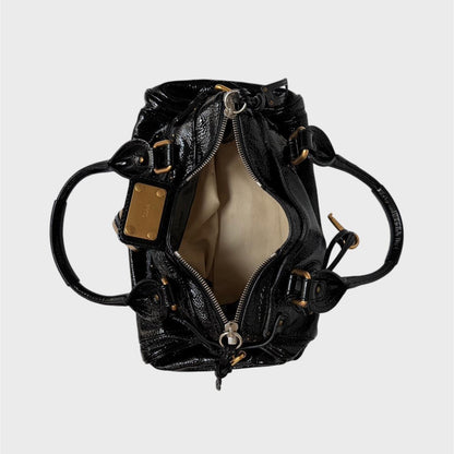 🩷🍒 PreOwned Chloe Paddington black patent leather shoulder Bag🩷🍒