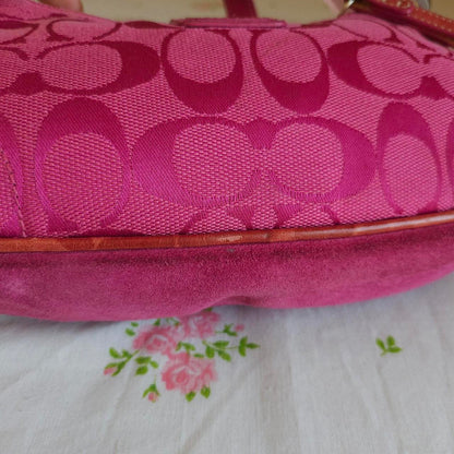 Y2K Vintage Coach Barbie Pink Suede Mini Demi Buckle Shoulder Bag🌺🩷