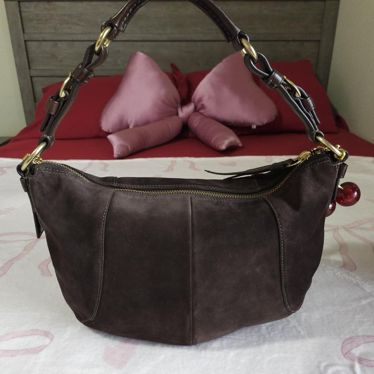 Y2K Vintage Coach Soho Brown Gold Suede Shoulder Bag Purse🤎🌆