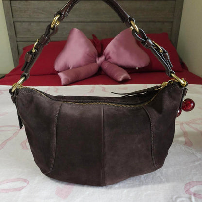 Y2K Vintage Coach Soho Brown Gold Suede Shoulder Bag Purse🤎🌆