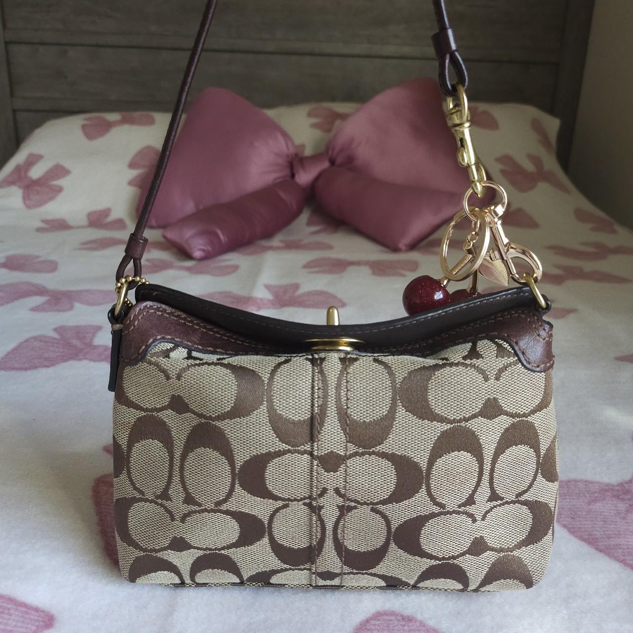 Bundle Of 2 Vintage Coach Y2K Brown Black Gold Hardware Signature Cs Mini Bag Shoulder Purse💜🍇