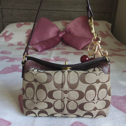 Bundle Of 2 Vintage Coach Y2K Brown Black Gold Hardware Signature Cs Mini Bag Shoulder Purse💜🍇