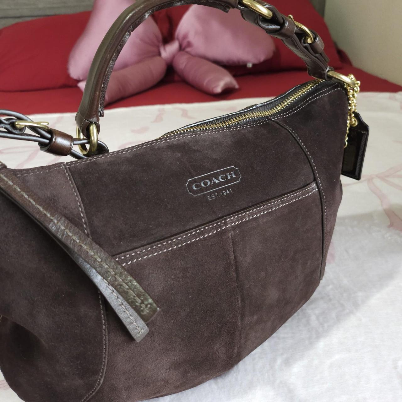 Y2K Vintage Coach Soho Brown Gold Suede Shoulder Bag Purse🤎🌆