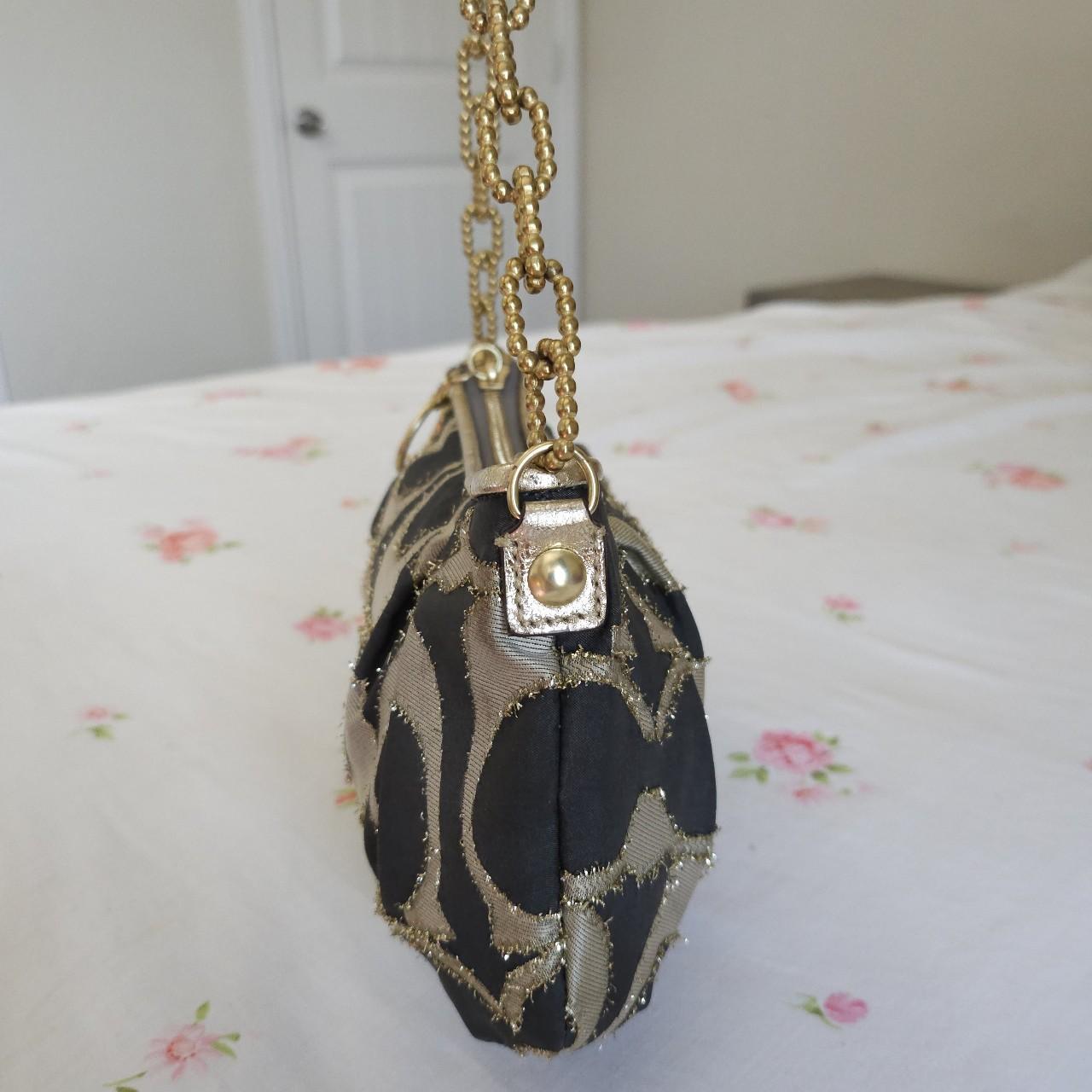 Vintage Y2K Coach Lurex Poppy Gold Hardware Small Shoulder Bag🌺🩷