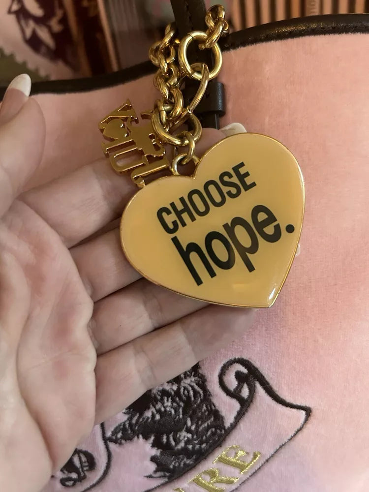 RARE Juicy Couture St. Jude’s CHOOSE HOPE Pink Velour Tote Matching Bracelet🥬🎄