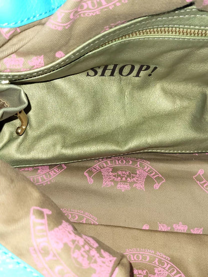 Vintage Juicy Couture Baby Blue Daydreamer Bag Bow Scottie Dogs Velour Gold💜🍇