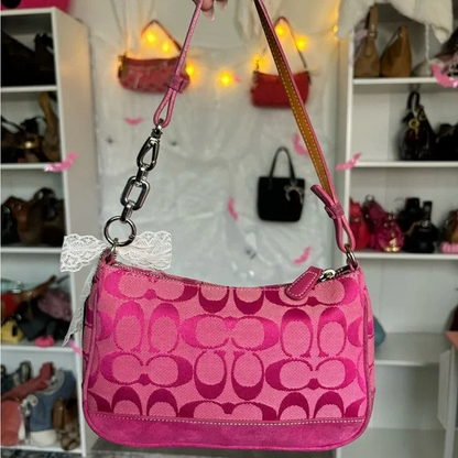 Y2K Coach Signature Hot Pink Demi Bag🪻🍃