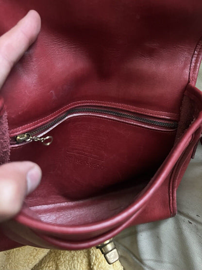 Vintage Coach Purse 9870 Red Leather Court Top Handle Bag Crossbody 🍒❤️‍🔥