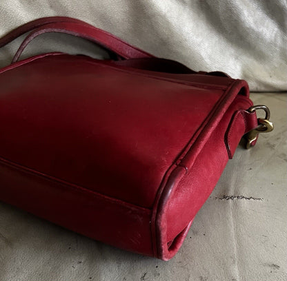 Vintage Coach Purse 9870 Red Leather Court Top Handle Bag Crossbody 🍒❤️‍🔥