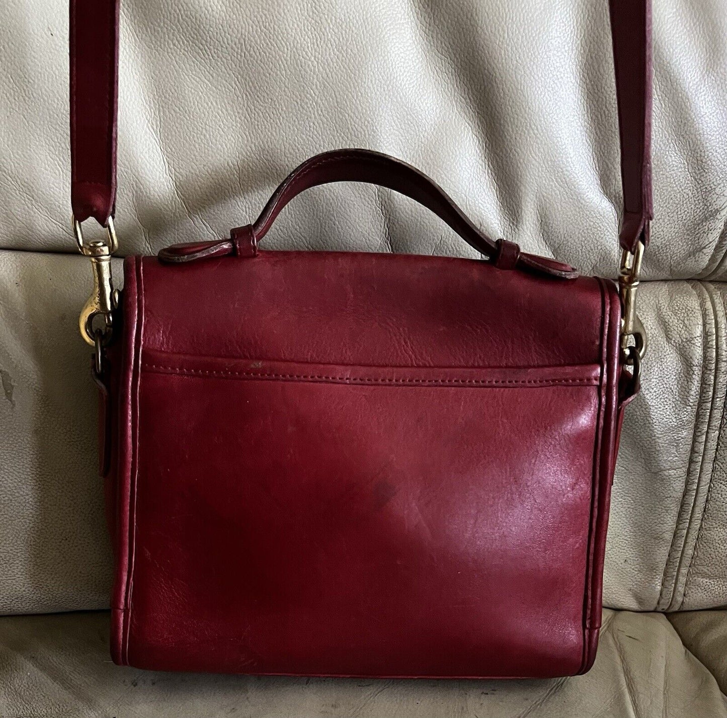 Vintage Coach Purse 9870 Red Leather Court Top Handle Bag Crossbody 🍒❤️‍🔥