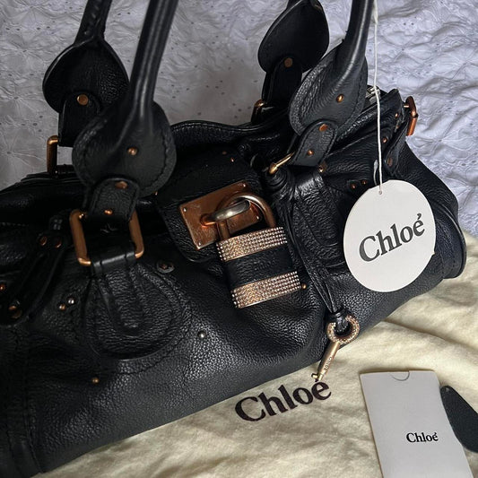 Stunning Authentic Black Chloe Paddington Bag With Bronze Hardware And Crystal Lock💙🌀