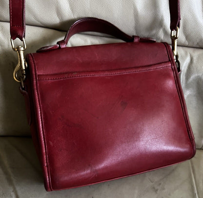 Vintage Coach Purse 9870 Red Leather Court Top Handle Bag Crossbody 🍒❤️‍🔥