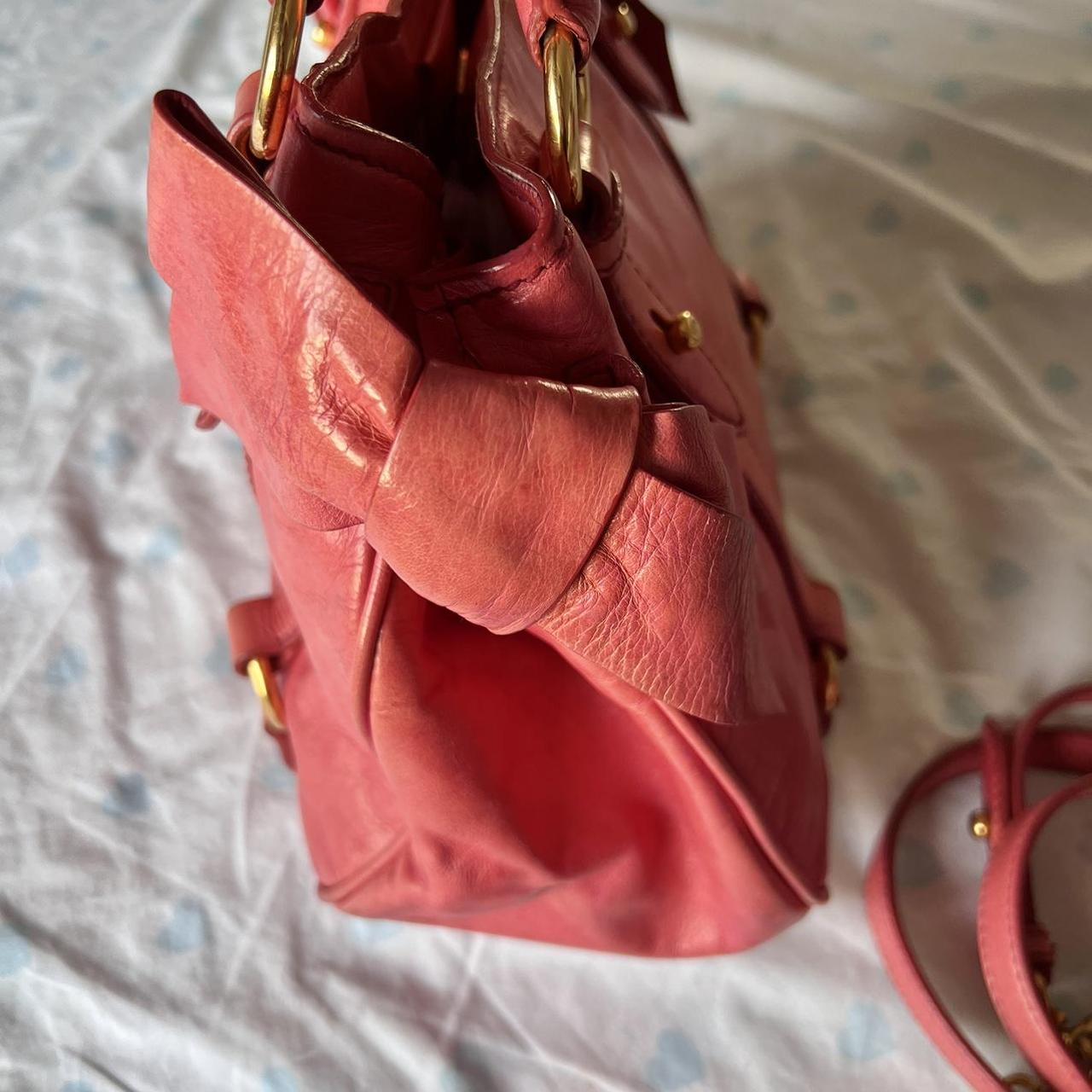 Authentic Pink Miu Miu Vitello Lux Bow Bag With Gold Hardware🍒❤️‍🔥