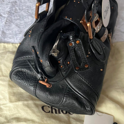 Stunning Authentic Black Chloe Paddington Bag With Bronze Hardware And Crystal Lock💙🌀