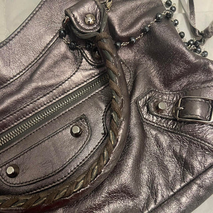 🩷🍒Preowned RARE BALENCIAGA METALLIC SILVER CITY BAG🩷🍒