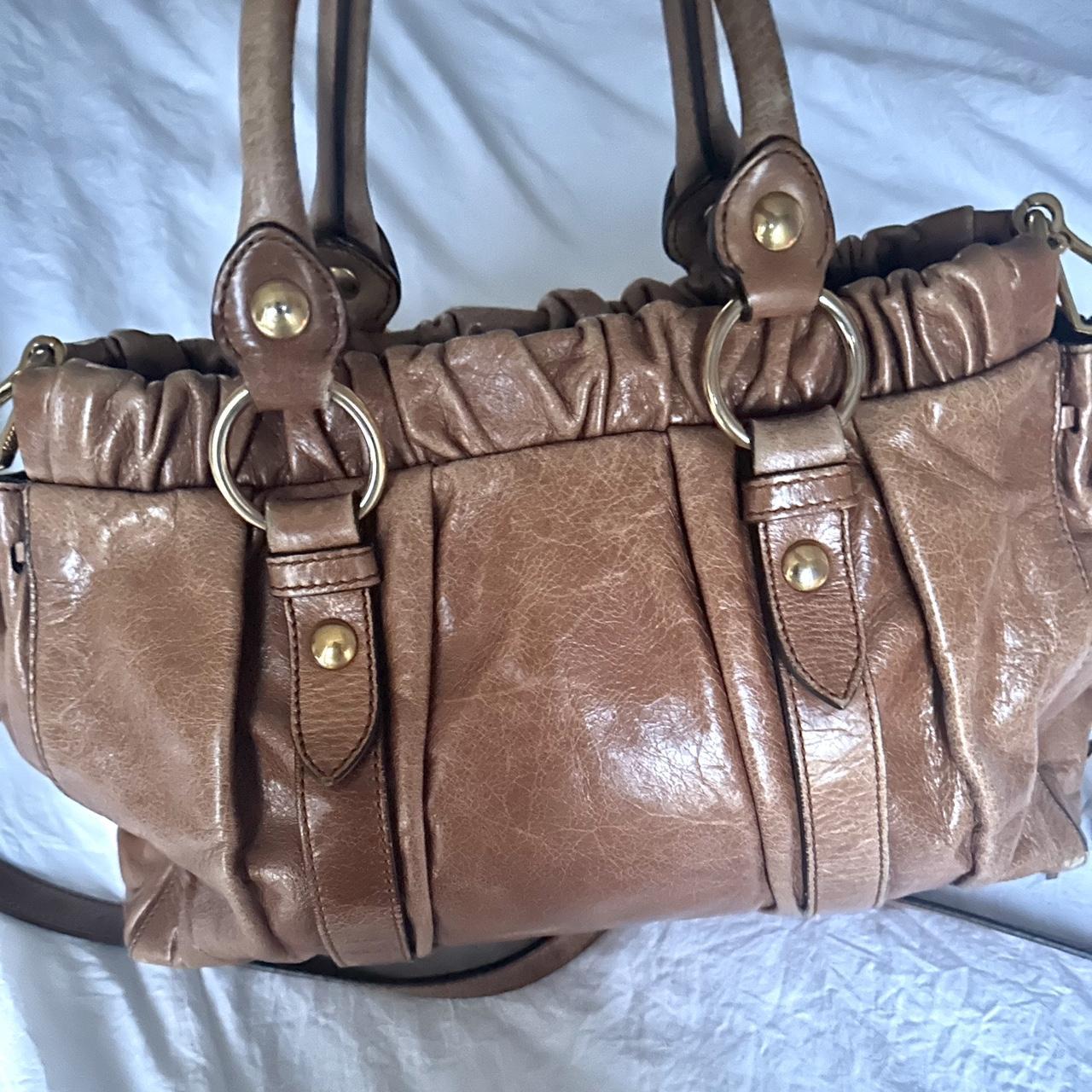 Authentic Brown Miu Miu Vitello Leather Bag With Gold Hardware And Removable Strap🍂✨