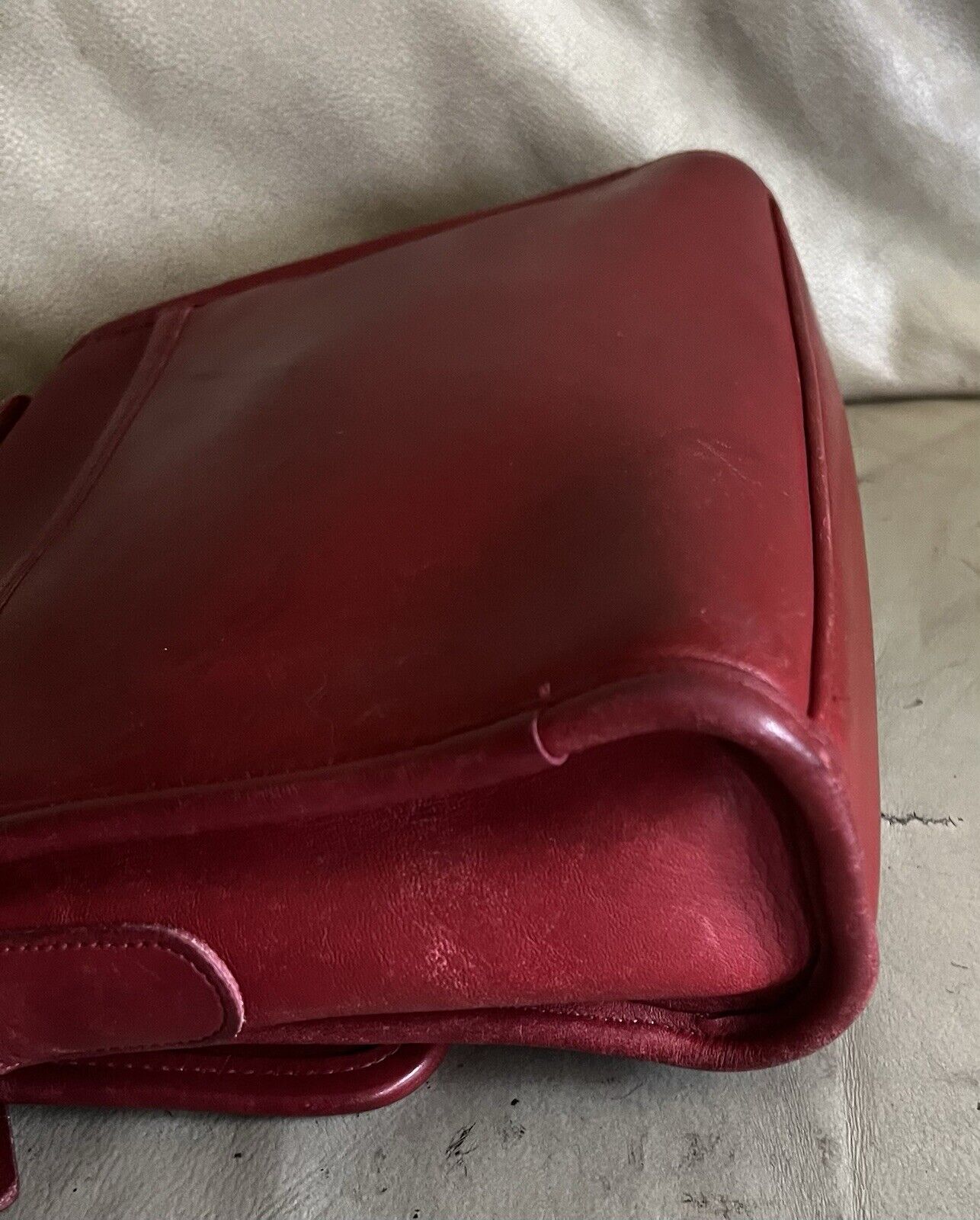 Vintage Coach Purse 9870 Red Leather Court Top Handle Bag Crossbody 🍒❤️‍🔥