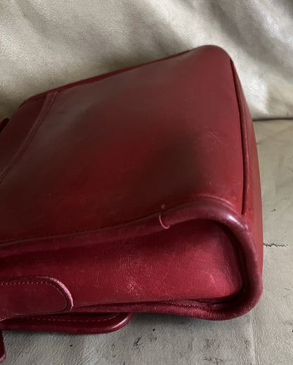 Vintage Coach Purse 9870 Red Leather Court Top Handle Bag Crossbody 🍒❤️‍🔥