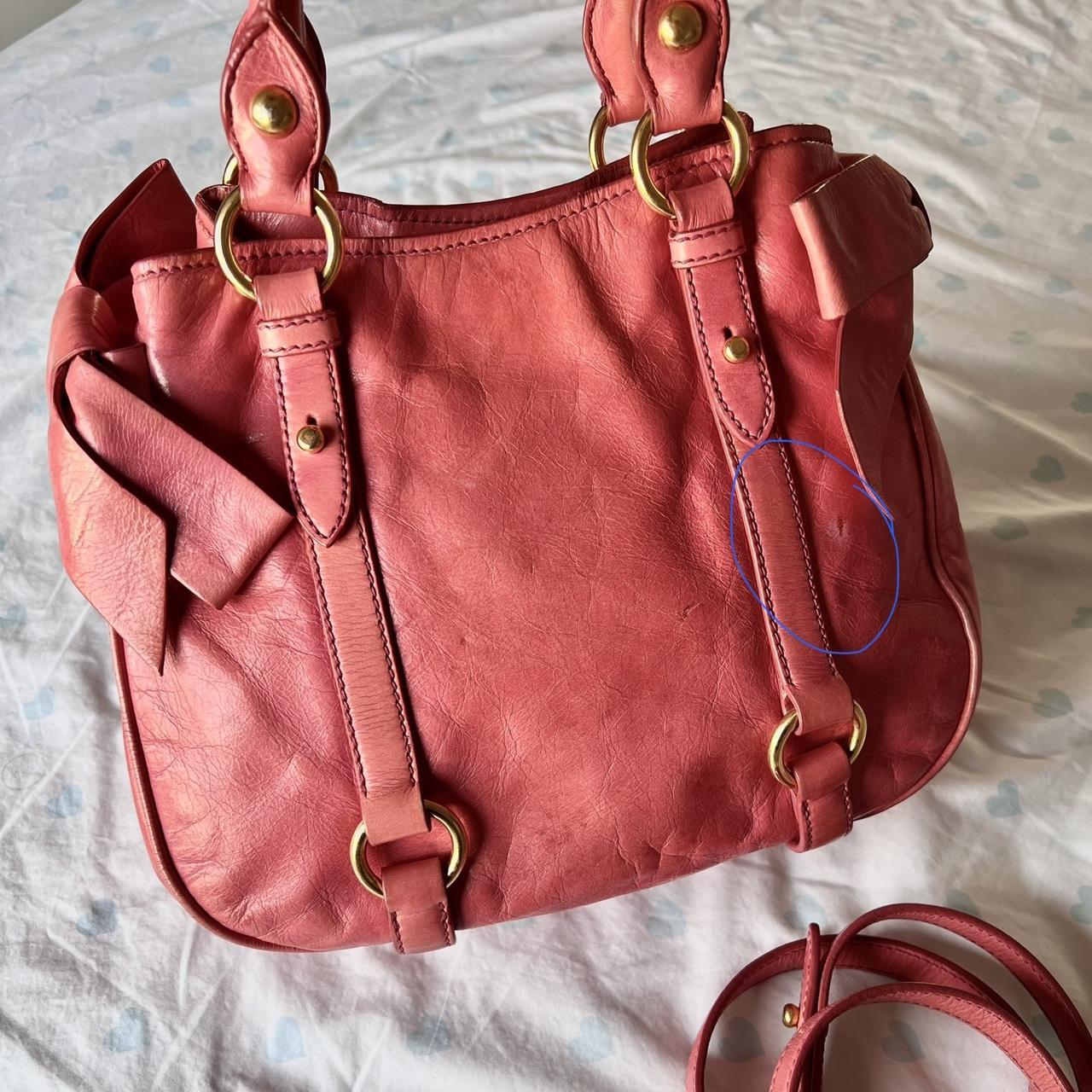 Authentic Pink Miu Miu Vitello Lux Bow Bag With Gold Hardware🍒❤️‍🔥
