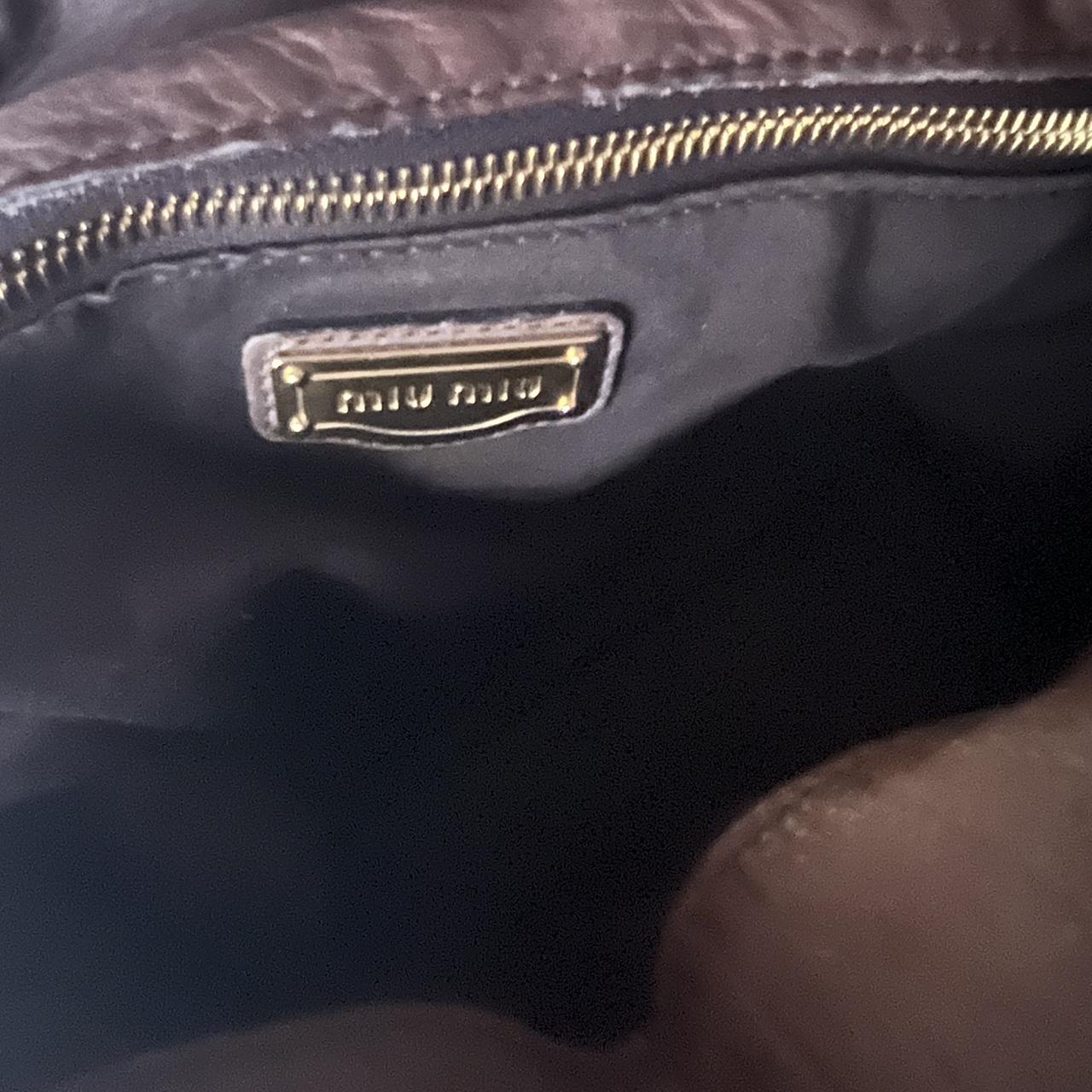 Authentic Miu Miu Purple Grey Leather Vitello Lux Bow Bag In Gold Hardware With Removable Strap🤎🌆