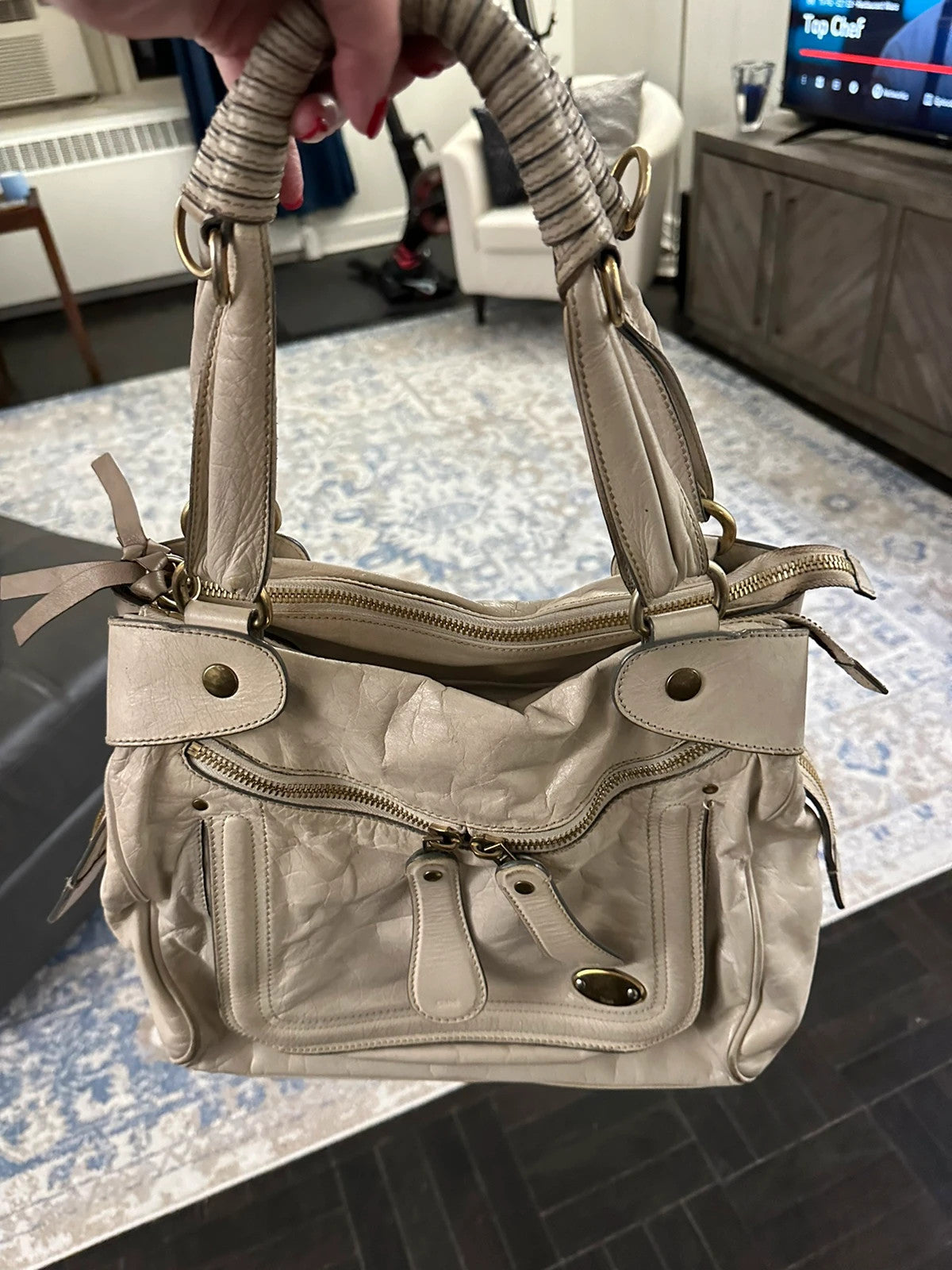 Chloe Large Bay Leather Tote Bag In Cream🤍🗻