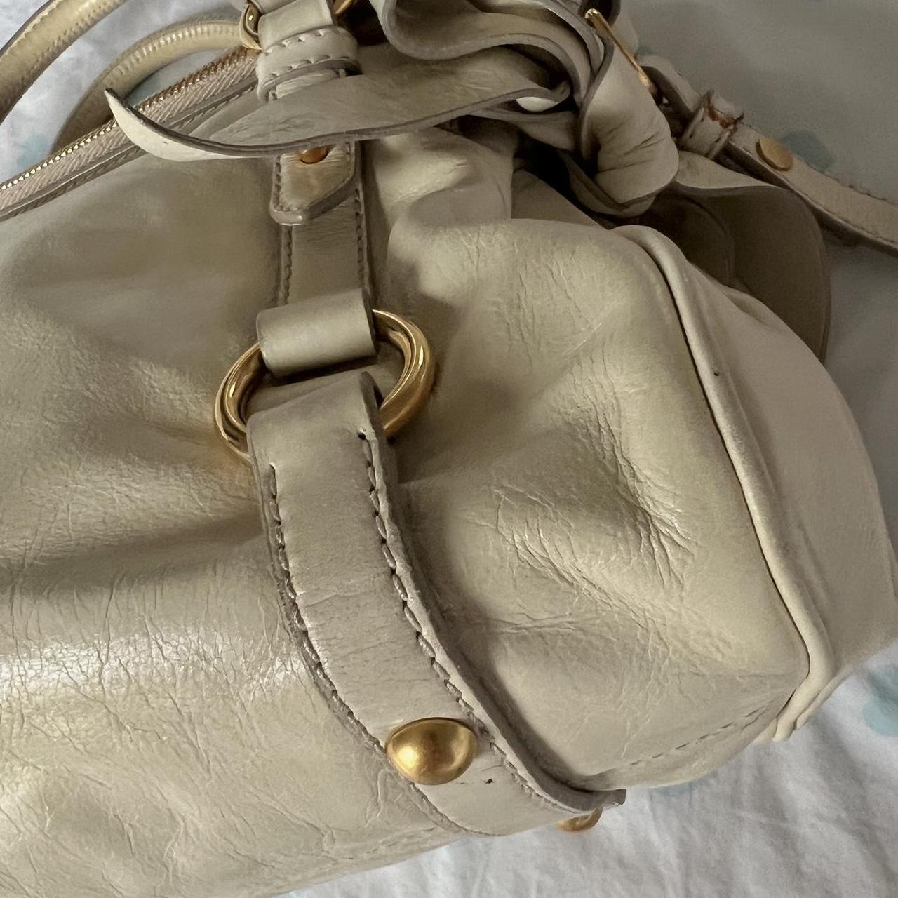 Authentic Cream Miu Miu Vitello Lux Bow Bag With Gold Hardware🤍🗻