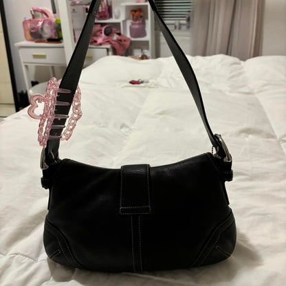Vintage Coach Black Leather Mini Soho💜🍇