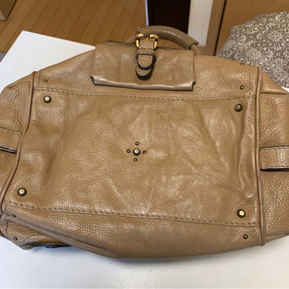 Chloe Paddington Mini Boston Bag Handbag Beige With Gold Padlock Leather✨🔥