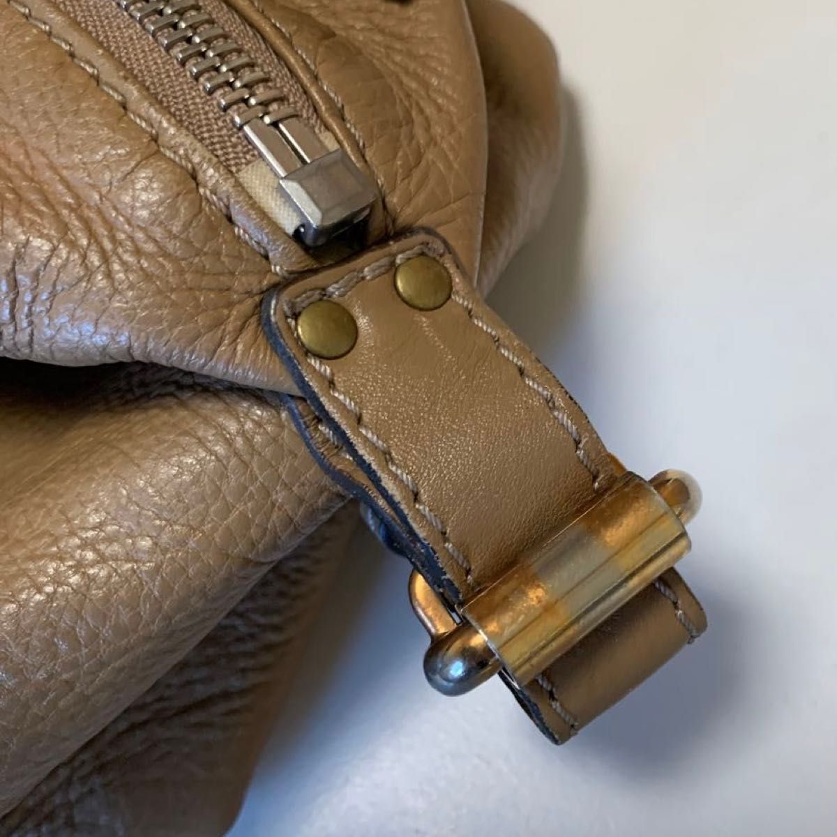 Chloe Paddington Mini Boston Bag Handbag Beige With Gold Padlock Leather✨🔥
