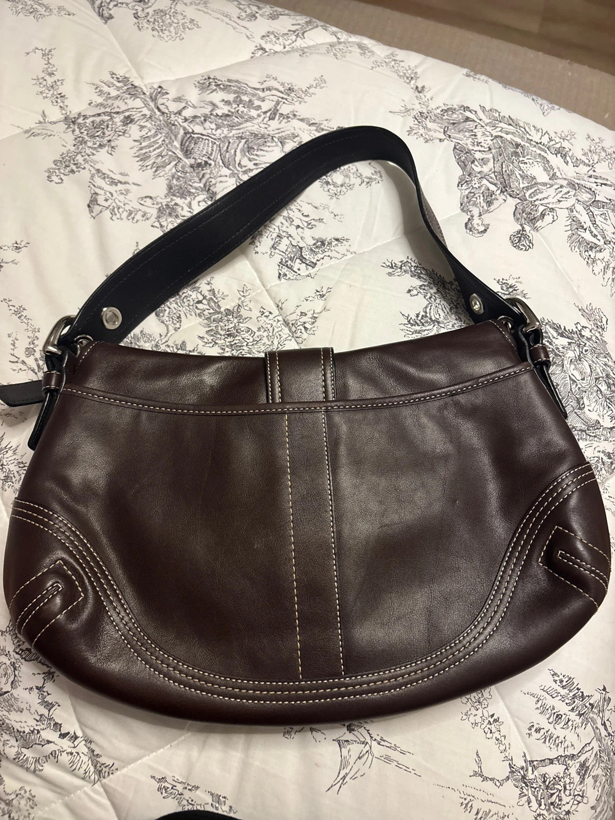 Coach F10192 Medium Vintage Soho Top Flap Y2K Black Leather Shoulder Bag🤎🌆