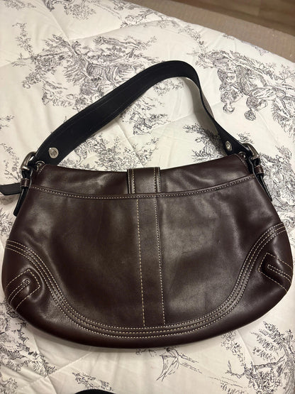 Coach F10192 Medium Vintage Soho Top Flap Y2K Black Leather Shoulder Bag🤎🌆