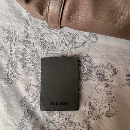 Authentic Miu Miu Purple Grey Leather Vitello Lux Bow Bag In Gold Hardware With Removable Strap🤎🌆