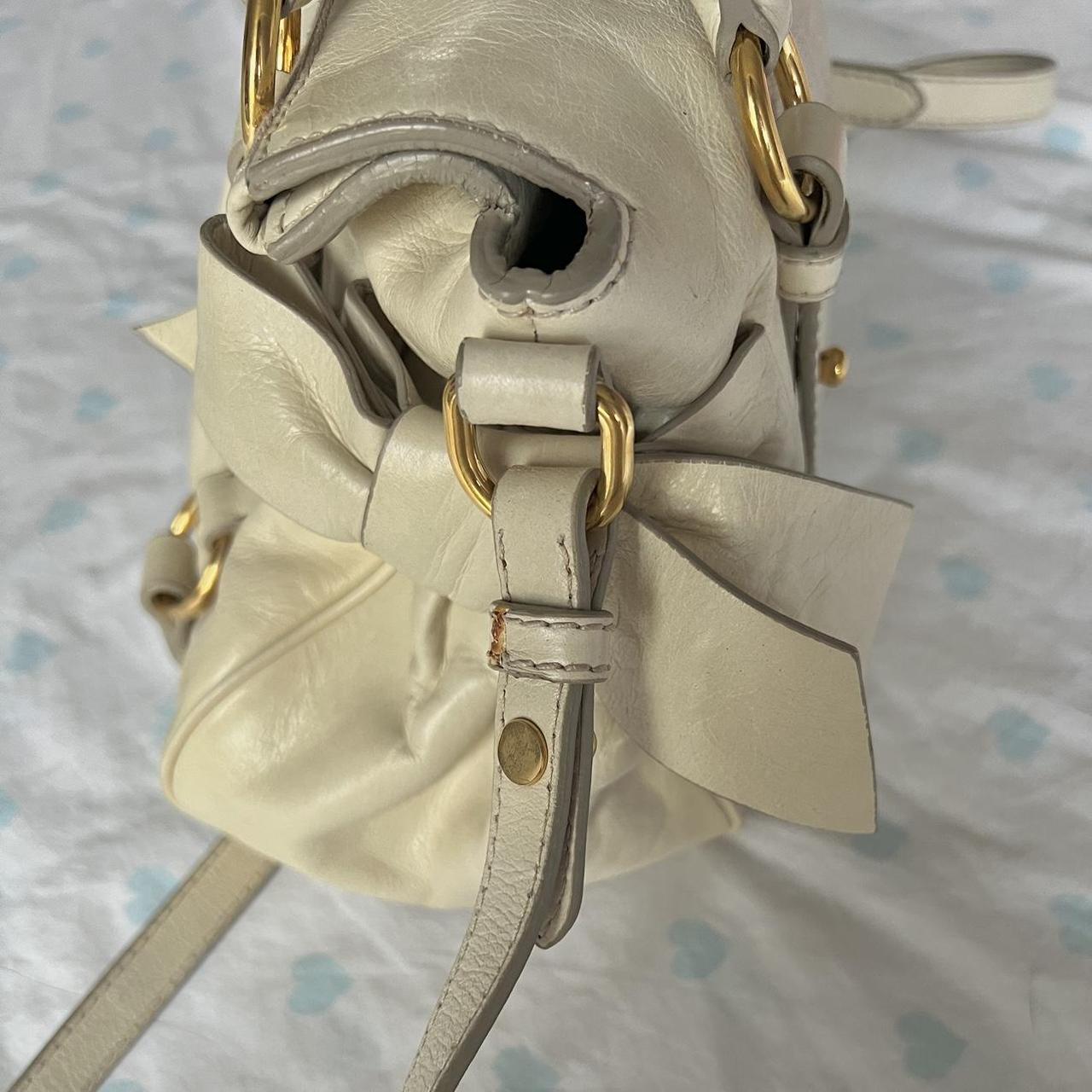 Authentic Cream Miu Miu Vitello Lux Bow Bag With Gold Hardware🤍🗻