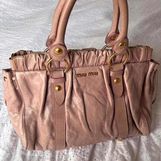 Gorgeous Authentic Dusty Pink Miu Miu Vitello Bag With Gold Hardware🍂✨
