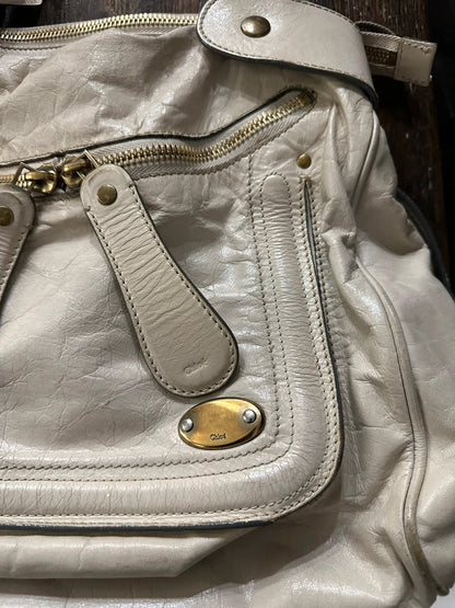 Chloe Large Bay Leather Tote Bag In Cream🤍🗻